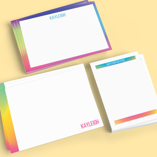 Rainbow Borders Flat Note Card Collection